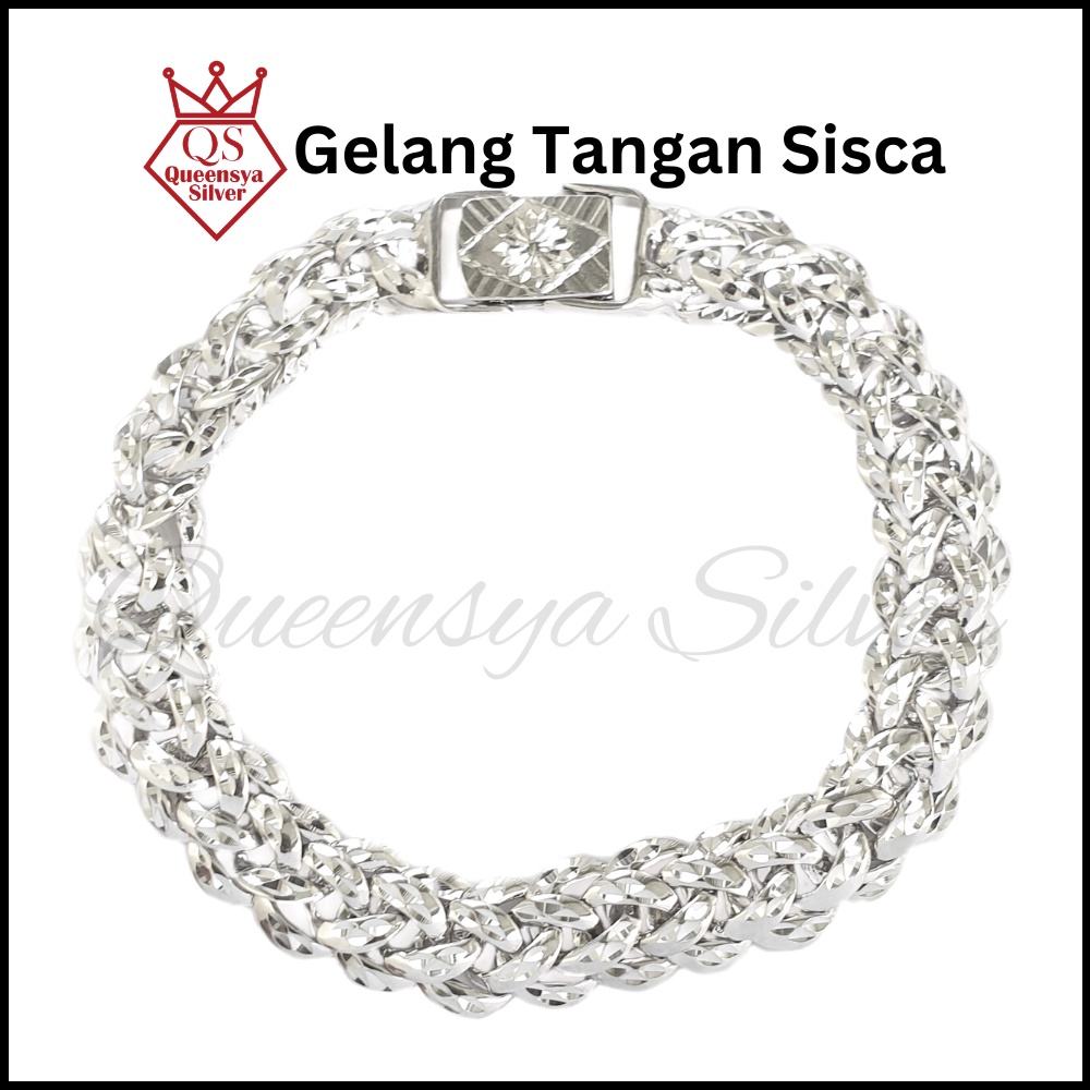 Gelang Pria Wanita Sisik Naga Korea Ukir | Asli Silver 925 Lapis Mas Putih | Fashion Perhiasan Perak