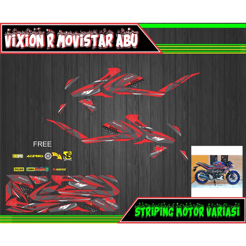 striping stiker motor vixion r movistar abu