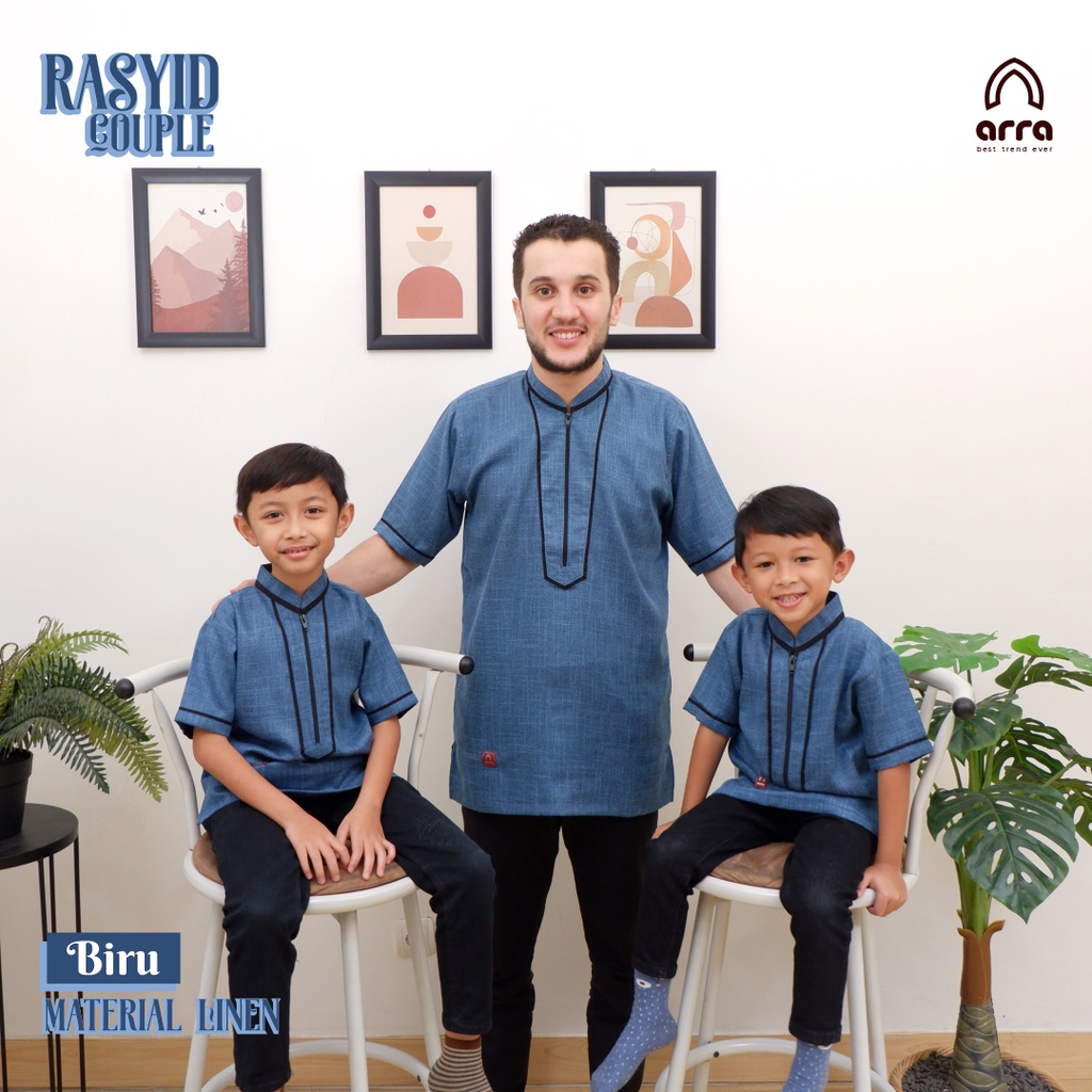 Baju Couple Cauple Keluarga Koko Kurta Pakistan Ayah Dan Anak Lengan Pendek Rasyid Original Premium 