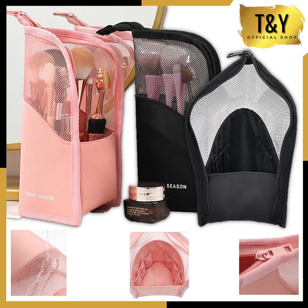 T&amp;Y Tas Travel Organizer Kuas Make Up Model Jaring Anti Air Tas Kosmetik Waterproof Tas Make Up Multifungsi