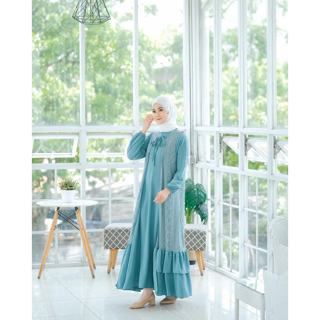 LIMITED - HELEVA DRESS OUTER BRUKAT DRESS WANITA AIRFLOW CRINKLE PREMIUM - EID SERIES