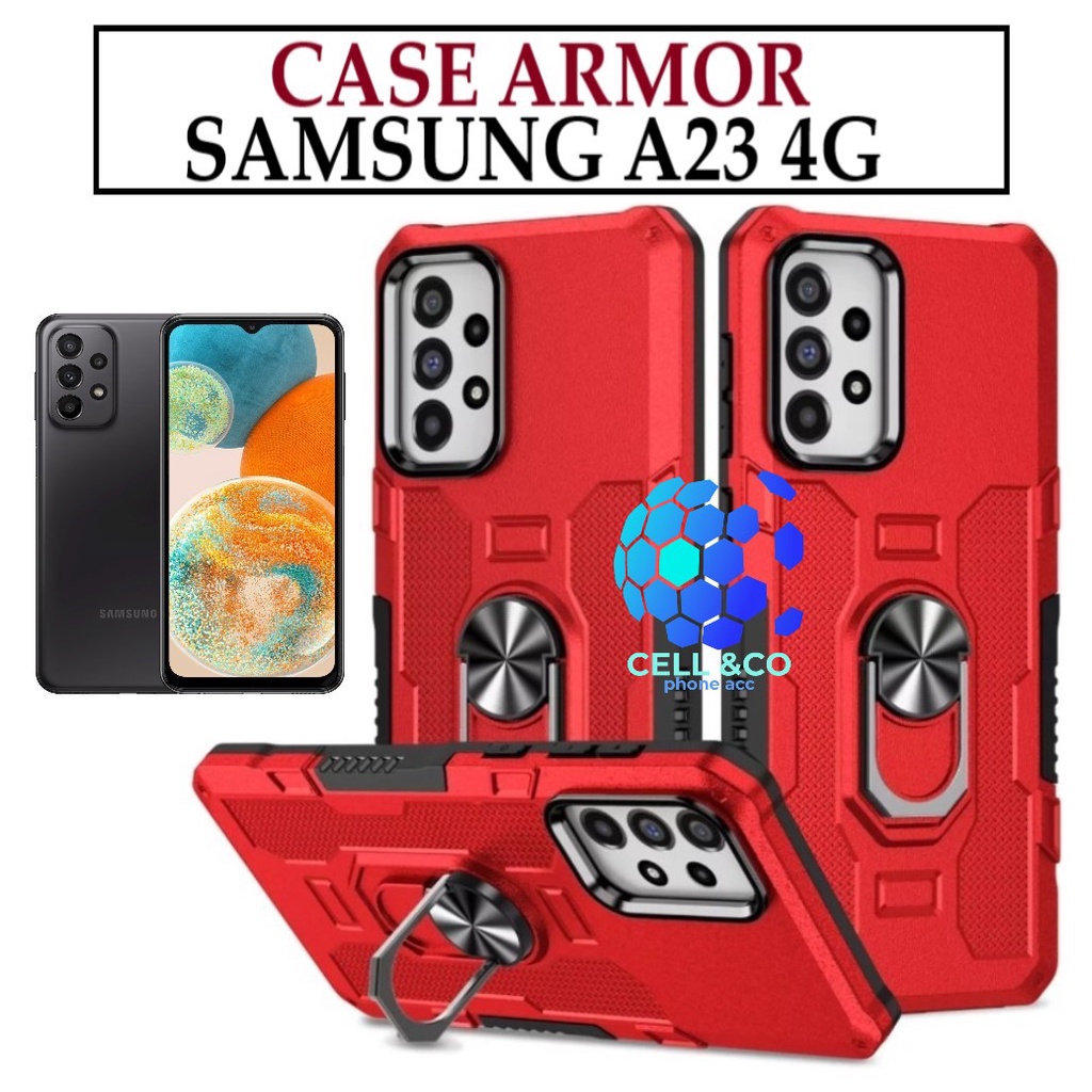 Case Armor New SAMSUNG GALAXY A23 4G Iring Cincin Magnetic Kesing Hp Protect kamera Premium Hard Case Standing Robot Pelindung Kamera