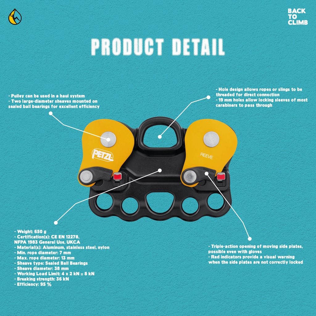 Petzl REEVE Pulley For Rescue - Pulley Safety