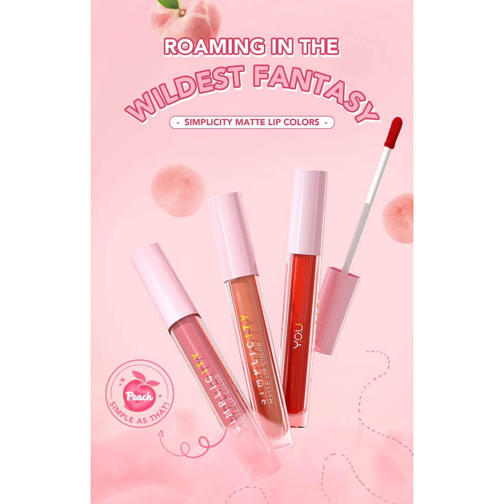 [BPOM][NEW] YOU Simplicity Matte Lip Color | Transferproof | Pigmented Lipstick | Melembapkan Bibir