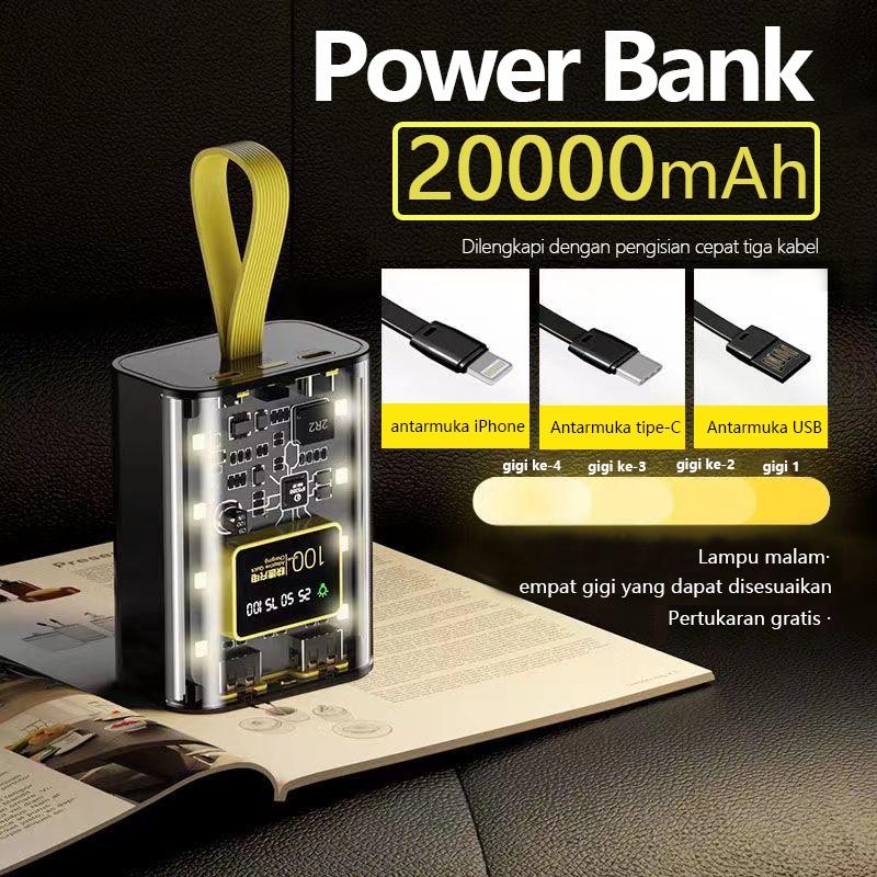 Transparent charging treasure cyberpunk wind 20000 mAh charging treasure fast charging flash charging 22.5W power bank