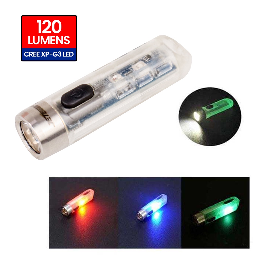 SportStationOutlet JETBeam Senter LED Mini One SE CREE XP-G3 500 Lumens RGB + UV Light - Silver