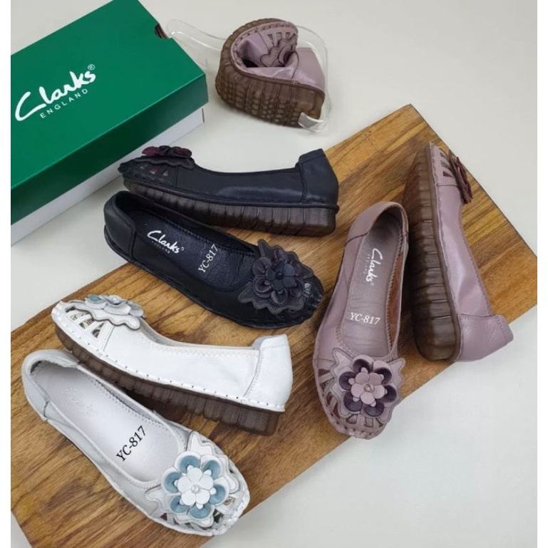 SEPATU CLARKS WANITA/CLARKS FLAT FLOWERS WOMEN/SEPATU CLARKS ORIGINAL TERBARU/