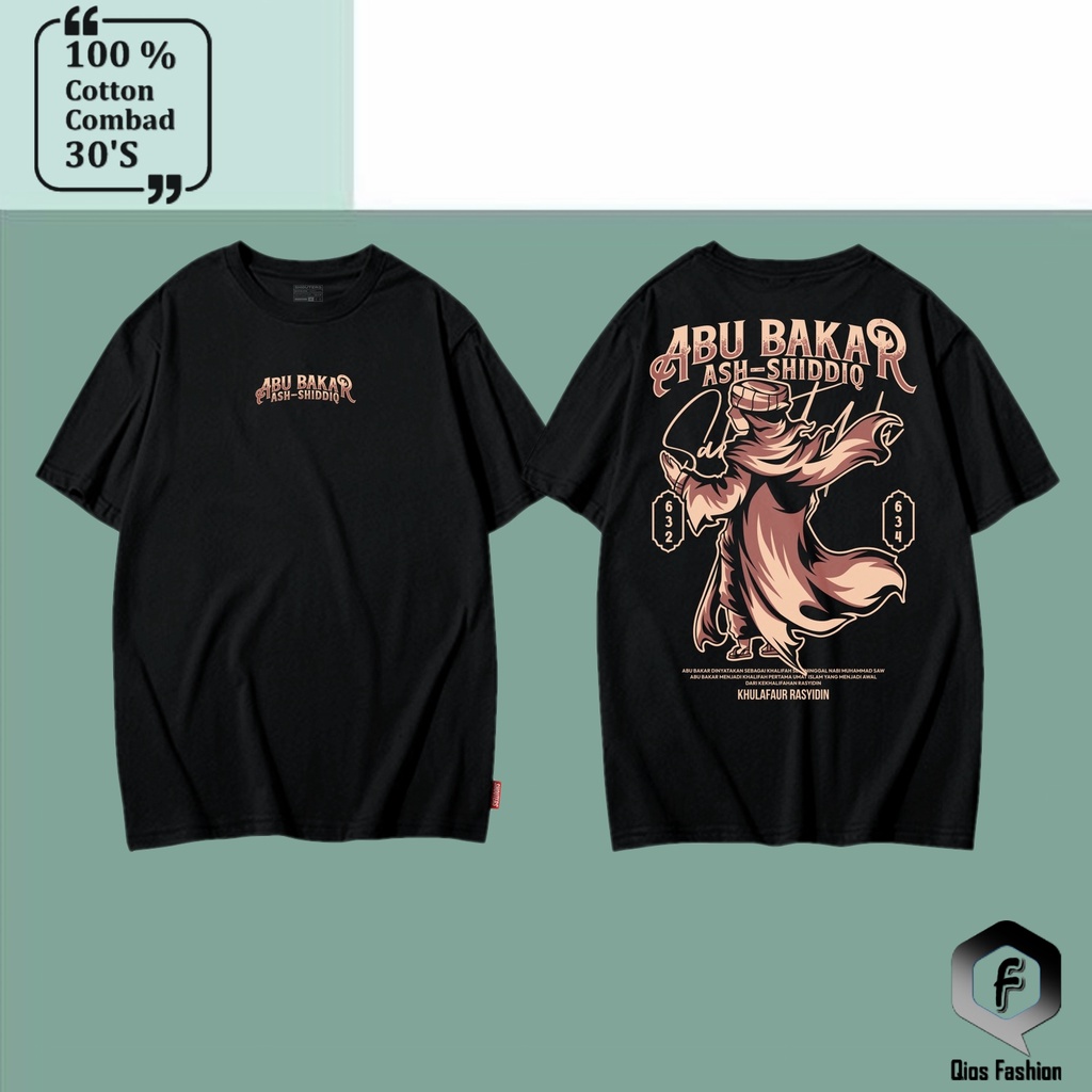 Baju Kaos Distro Pria Original Cotton Combad 30'S Islamic Sahabat Nabi Abu Bakar