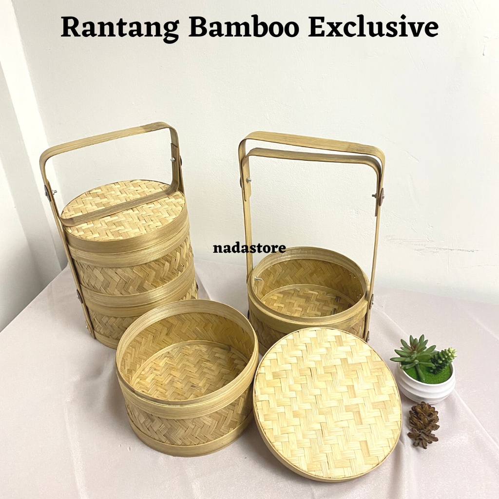 

Rantang Bulat Bambu susun 2 / Hampers bambu/ Keranjang Bambu / Hamper / Tempat Dinsum / Tempat Kue