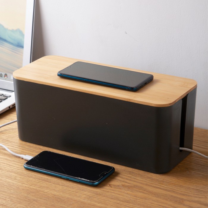 

Terlaris Cord Kotak Organizer Kabel Kayu Minimalis Charger Wire Cable Management Box