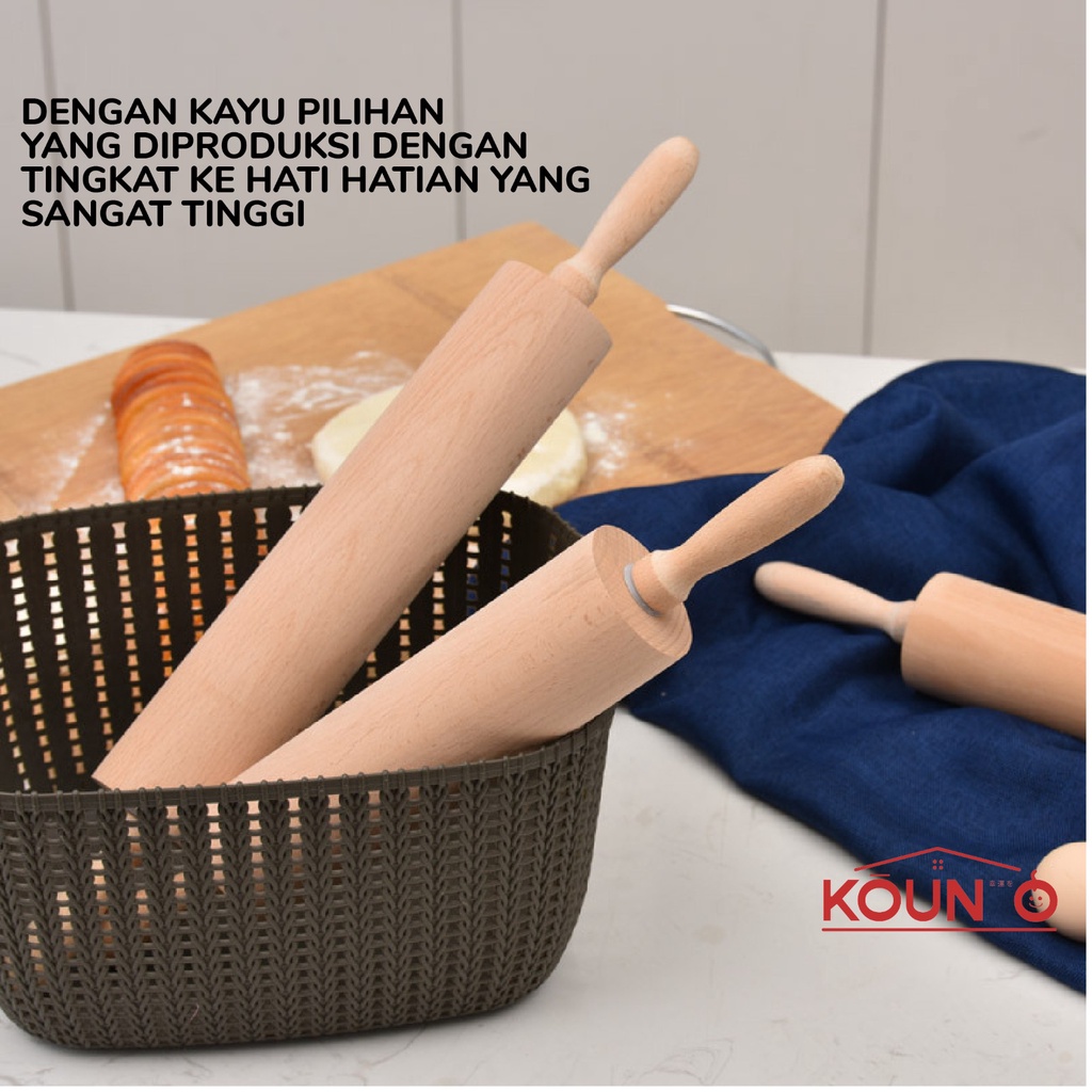 Rolling Pin Penggilas Adonan Roti Rol Kue Gilingan Adonan Kue Kayu Mahoni