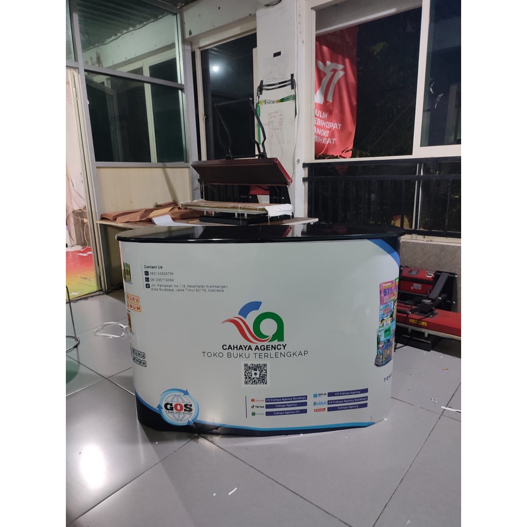 

Meja Polycounter XL Expanded Double Counter 90x215 /Meja Event Promosi