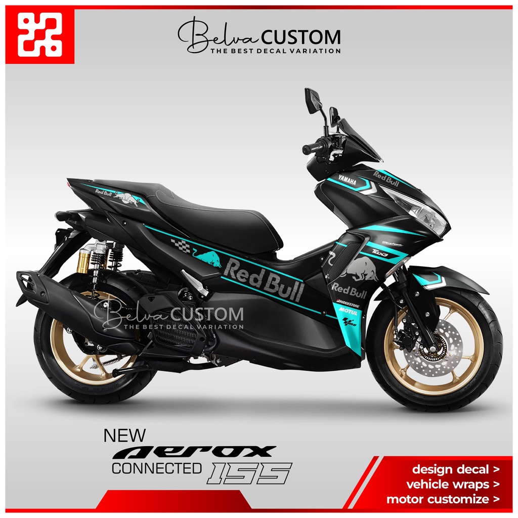 Striping Aerox New Connected Redbull RAcing - Stiker Motor Yamaha Aerox 155 baru Design Custom - Sto