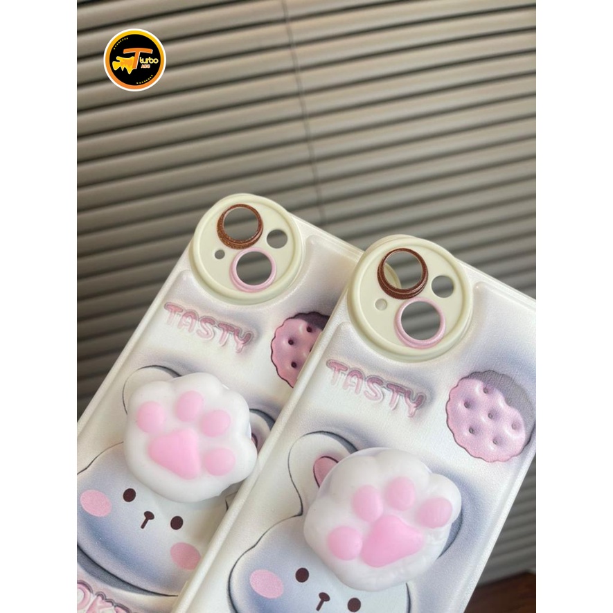 BS02 SOFTCASE MOTIF AKSEN 3D COOKIES RABBIT POP STAND SQUISHI FOR IPHONE 6 6+ 7 8 SE 2020 7+ 8+ X XS
