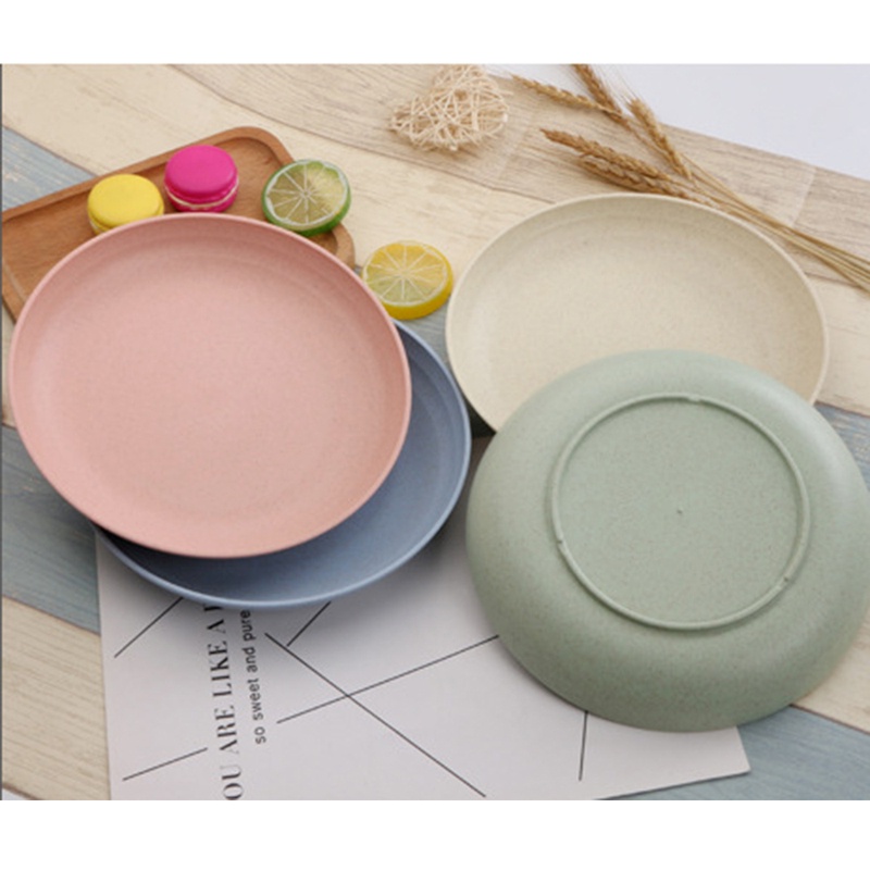 Piring Makan Serat Gandum Ala Jepang Bahan Eco-Friendly Round Plate Piring Saji Serbaguna 4pcs 18cm 23cm 25cm