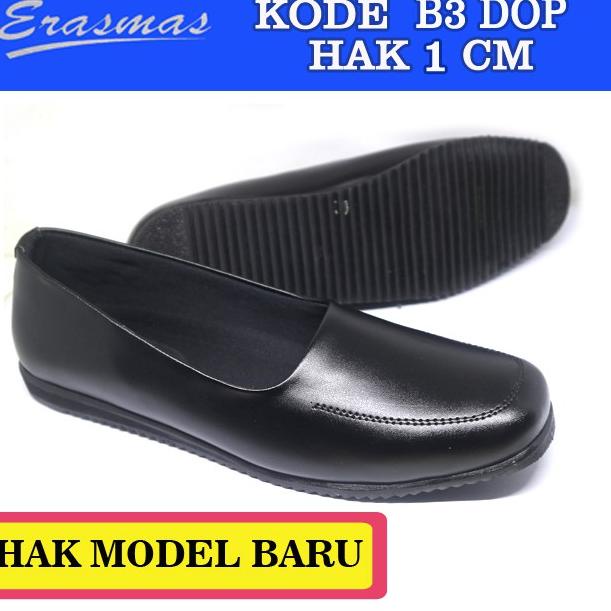 TERMURAH Sepatu Hamil Flat Shoes Hitam B3 ERASMAS HAK 1 cm PDH Persit Bhayangkari PNS Dishub Formal