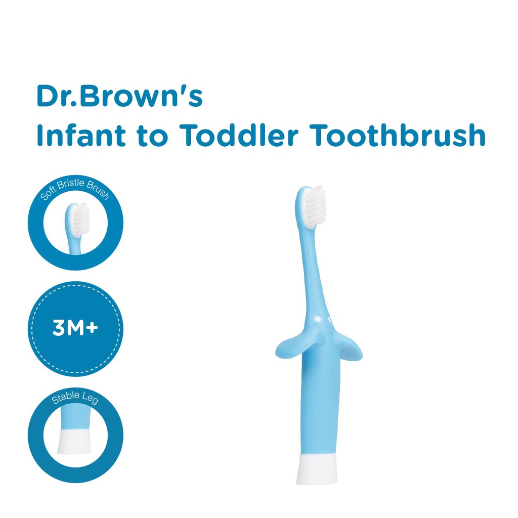 Dr Brown's - Infant to toddler Toothbrush / Toothbrush Baby / Sikat Gigi Bayi / Sikat Gigi Anak Karakter / Sikat Gigi Bayi Silicone