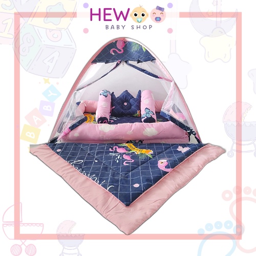 KASUR BAYI KELAMBU SET LENGKAP BEDCOVER MOTIF TERBARU TERMURAH