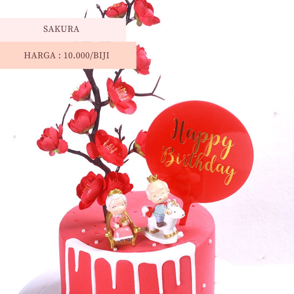 BUNGA SAKURA HIASAN BUNGA JEPANG SAKURA MINIATUR KUE TART HIASAN KUE TART DUMMY CAKE ARTIFICIAL FLOWER BUNGA PALSU SAKURA BLOOM BLOSSOM JAPAN FLOWER CHINESE NEW YEAR IMLEK CNY