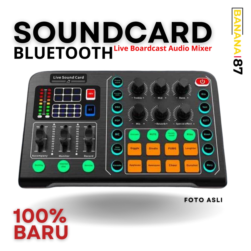 Alat Karaoke Bluetooth Audio USB External Soundcard Broadcast Mic Headset