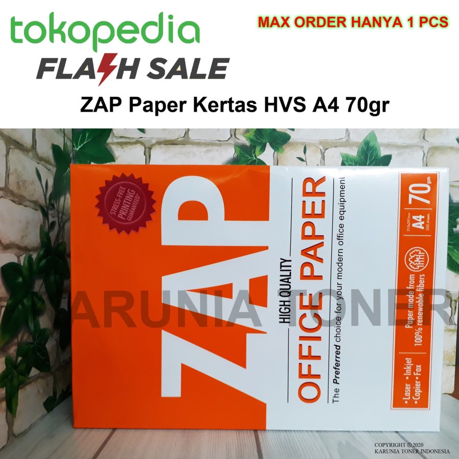 ZAP Paper Kertas HVS A4 70gr 70 Gram fotokopi fotocopy photocopy print