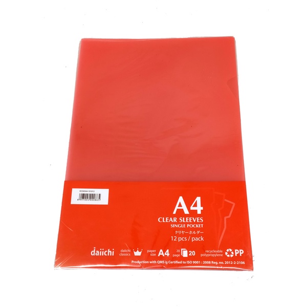 

Gramedia Medan - DCS CLEAR SLEEVES A4 1 CLASSIC RED(12)