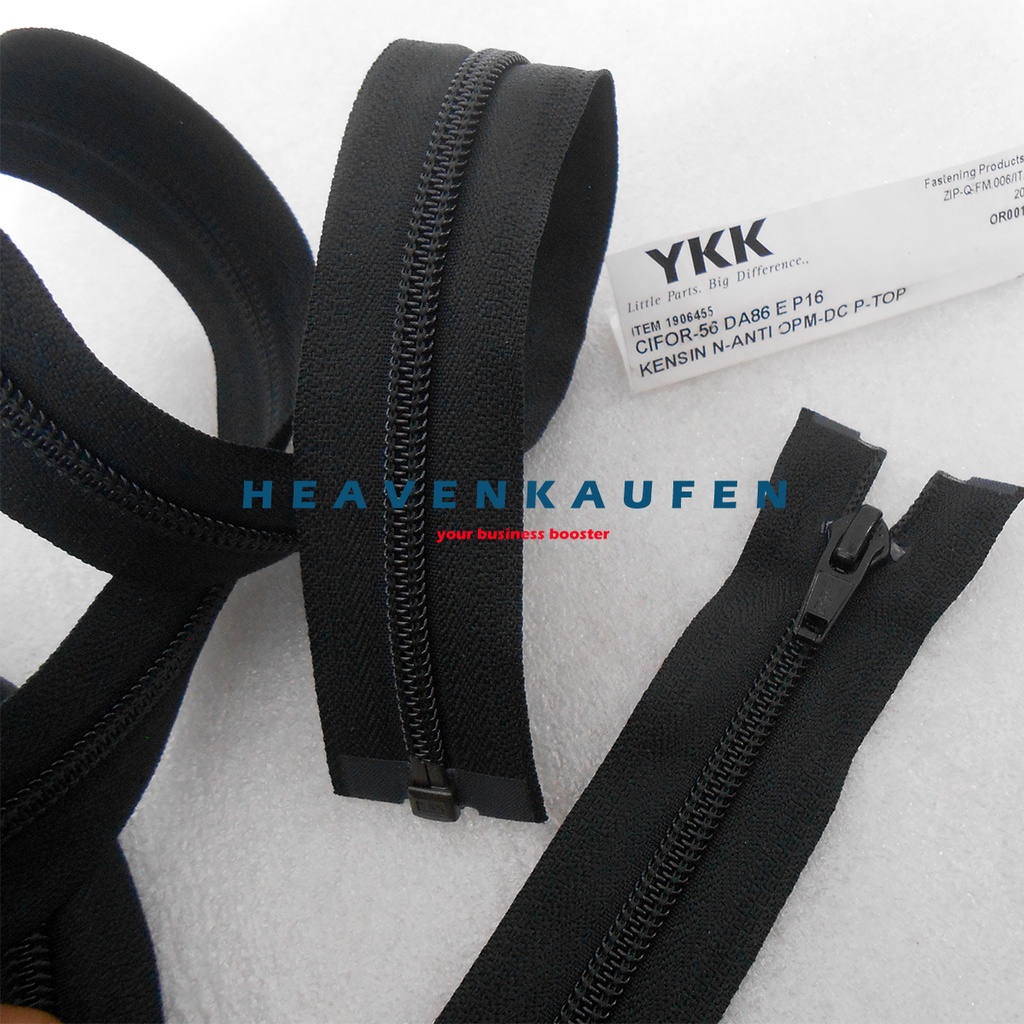 Resleting Zipper Jaket YKK 80 cm Atau 32 inch Type Gigi Coil Set Open-End Buka-Lepas Warna Hitam