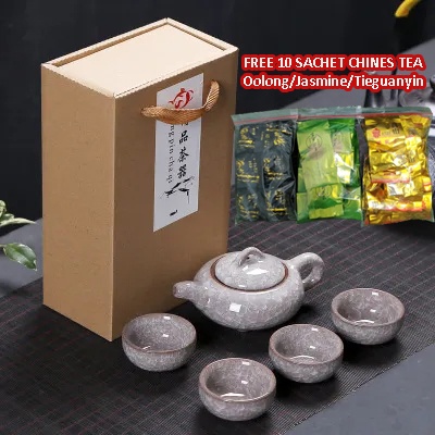 Chines Tea Pot Set Keramik 4Cup 5in1 PROMO FREE 10 Sachet Chines Tea