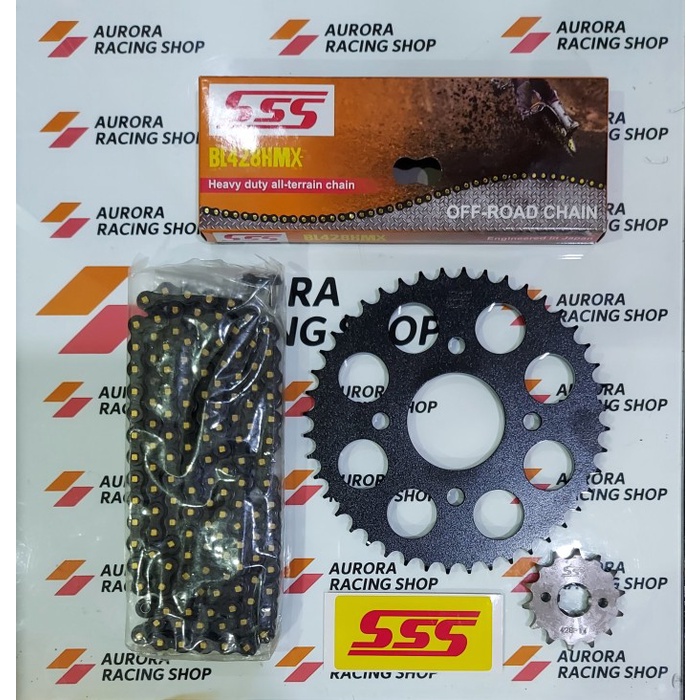 Gear Set Sss Black Cbr 150 R Cb 150 R Sonic & Rantai Sss 428 Hmx Black #Original