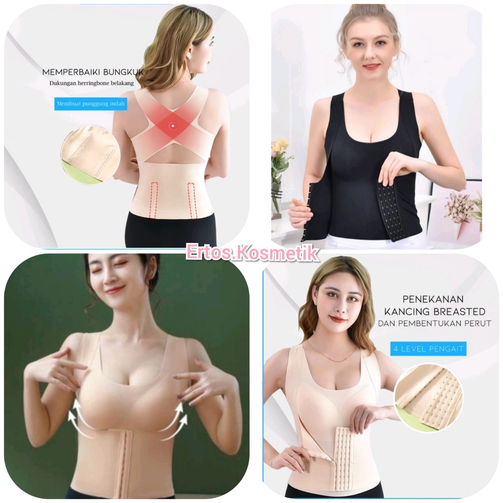 Korset Stagen Seamless Wanita Bra Shapewear BodySuit Long Torso