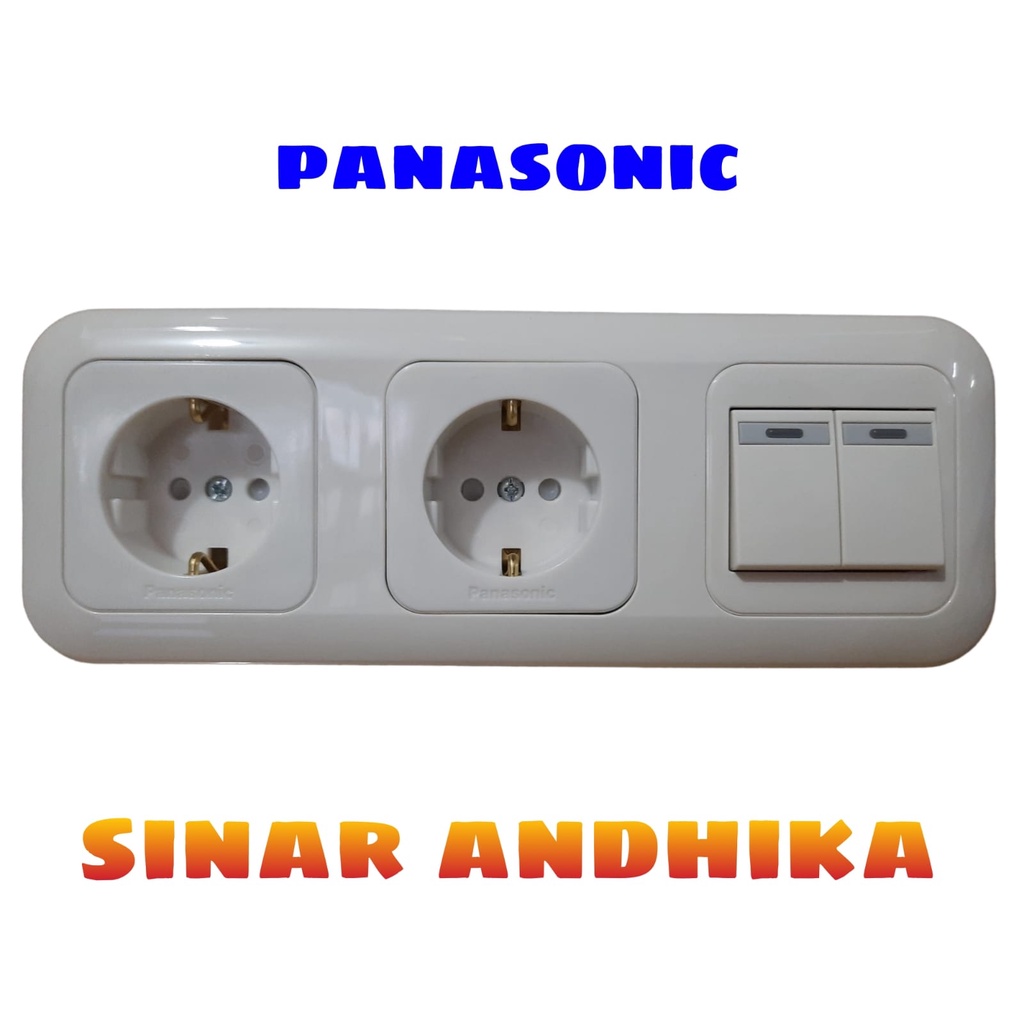 STOP KONTAK DOUBLE (CP) + SAKLAR SERI KECIL INDIKATOR PANASONIC WEJ 7823 212171