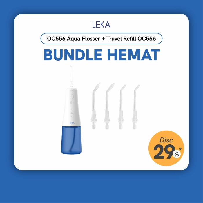 Bundle LEKA OC556 Aqua Flosser + Refill Pack Tip
