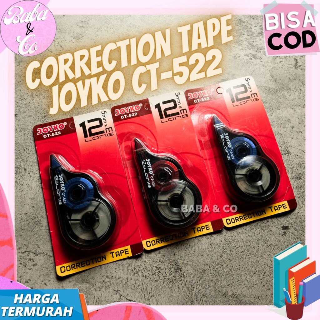 CORRECTION TAPE 12 METER JOYKO CT-522 TIP X KERING JOYKO TIP EX TRONDOL COD