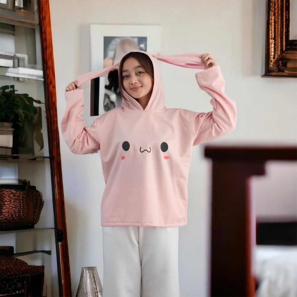 SWEATER HOODIE RABBIT - SWEATSHIRT LUCU BAHAN NYAMAN DAN LEMBUT KOREANSTYLE