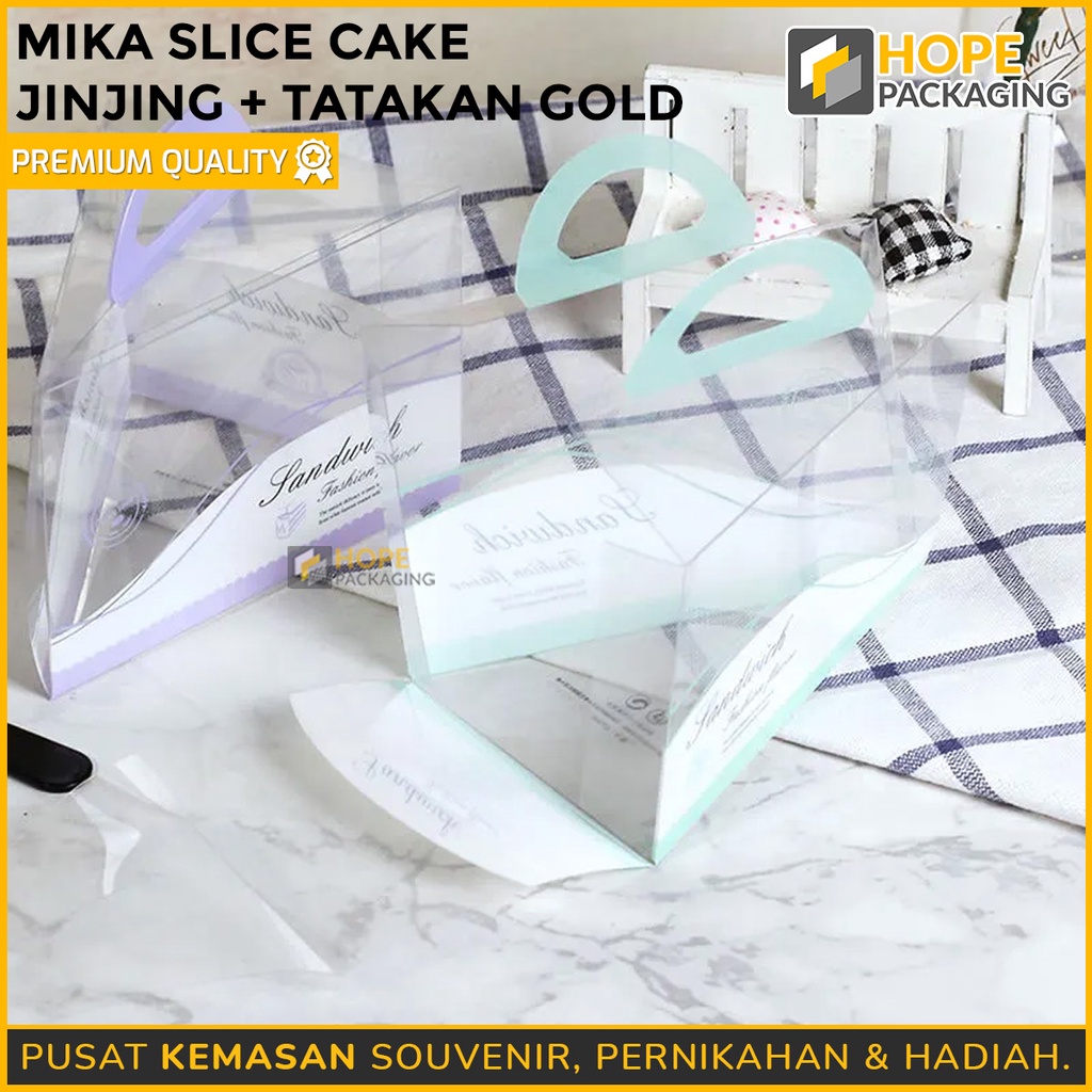 [ isi 5pcs ] Mika Slice Cake tiramisu / Mika Slice cake jinjing + tatakan gold untuk pinggiran kue / cake