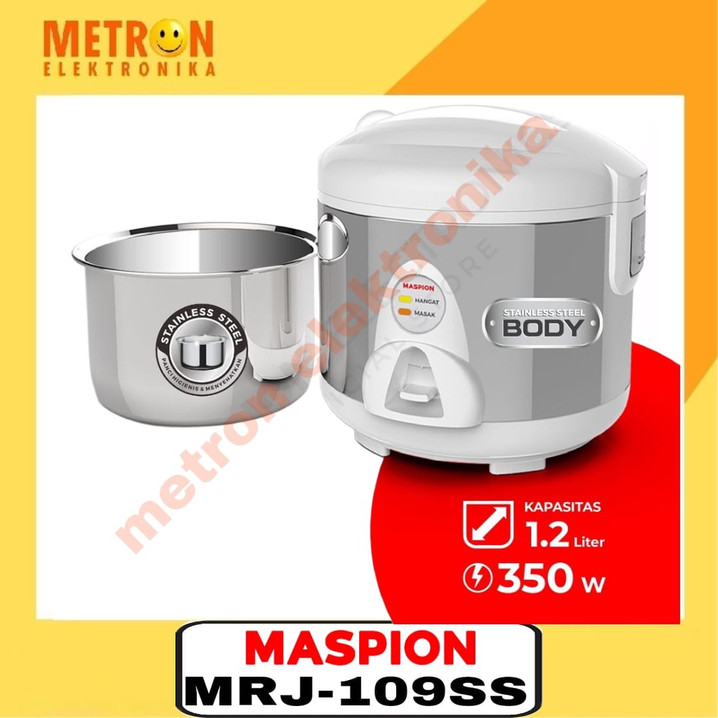 MASPION MRJ 109 SS RICE COOKER RICE COM 1.2LTR PANCI STAINLESS STEEL MRJ109SS