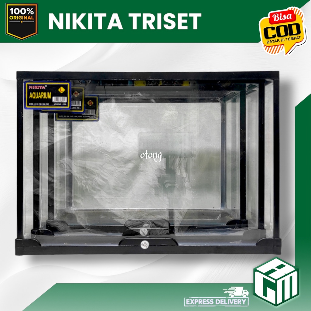 NIKITA TRISET AQUARIUM IKAN HAMSTER REPTIL AKRILIK LENGKAP S M L SMALL MEDIUM LARGE KECIL SEDANG BESAR