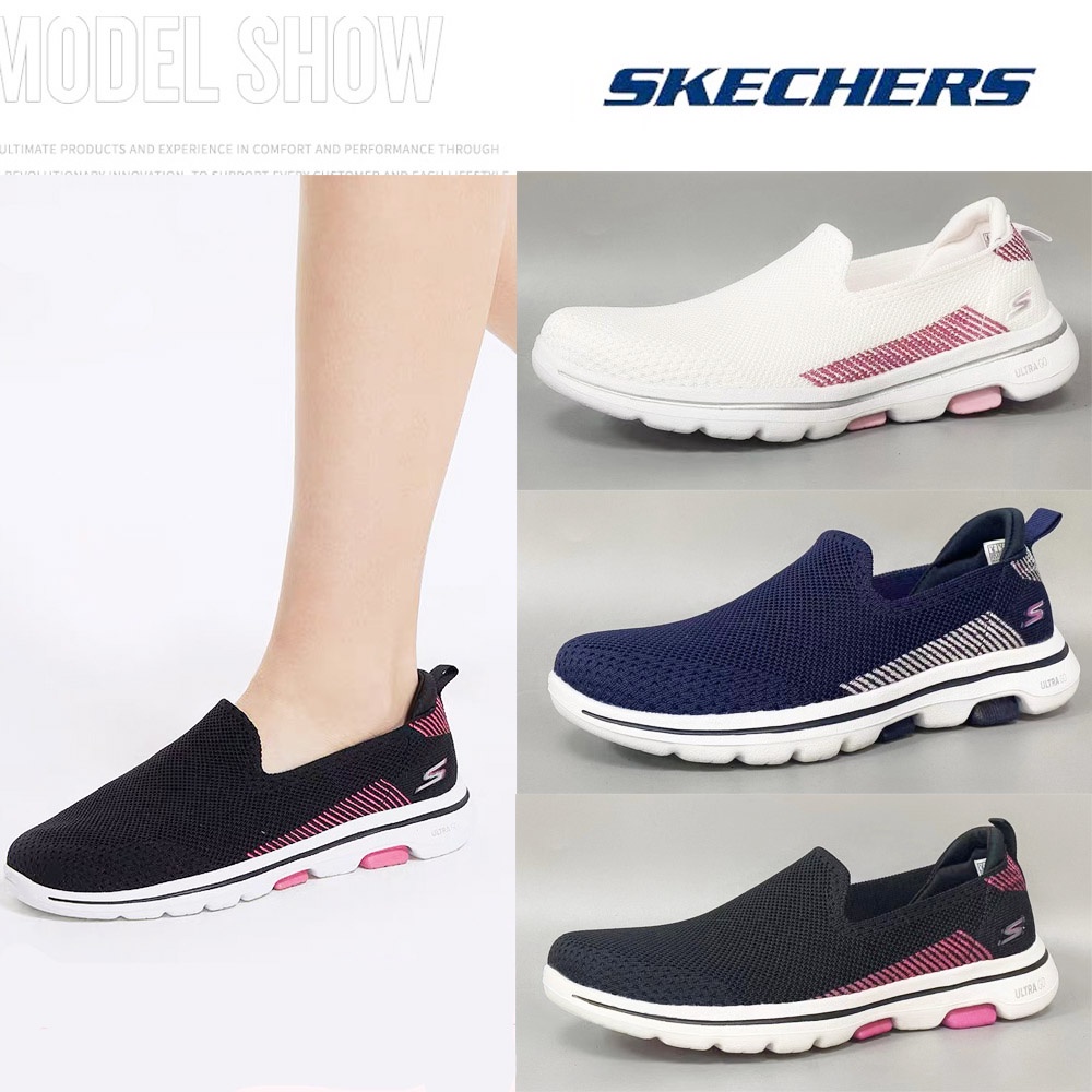 Skechers wanita Go walk5 Prized woman Sneakers  tanpa sepatu   snakers  shoes wanita slip