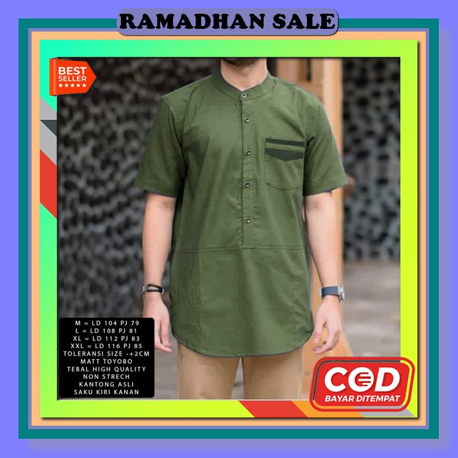 Baju Koko Pria Terbaru 2022 Lengan Pendek Atasan Muslim Laki Laki Dewasa Termurah Terlaris Warna Abu