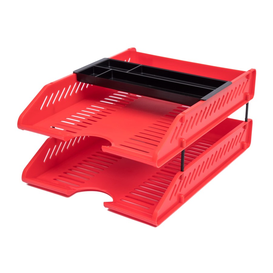 Bantex Letter Tray Set Red #9872 09