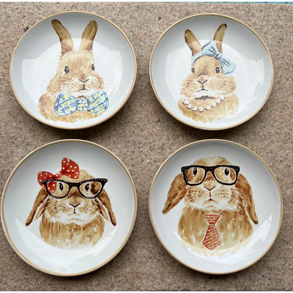 SET 4 SALAD PLATE SANGO BUNNY EASTER
