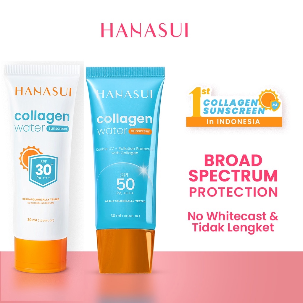 SPF 50 (BIRU) // HANASUI Collagen Water Sunscreen SPF50 PA+++ 30ml - Sunscreen