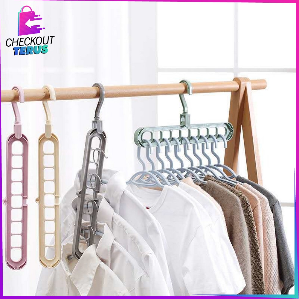 CT C125 Magic Hanger 9IN1 Gantungan Baju Organizer 9 Lubang Multifungsi Jemuran Laundry Hanger Jemuran Pakaian Serbaguna