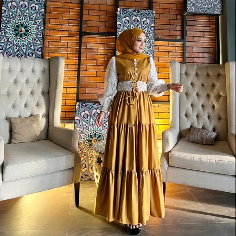 LAILA gamis pesta brukat super jumbo by RAYHANUN ld 90 - ld 130 140 150 160 170 180