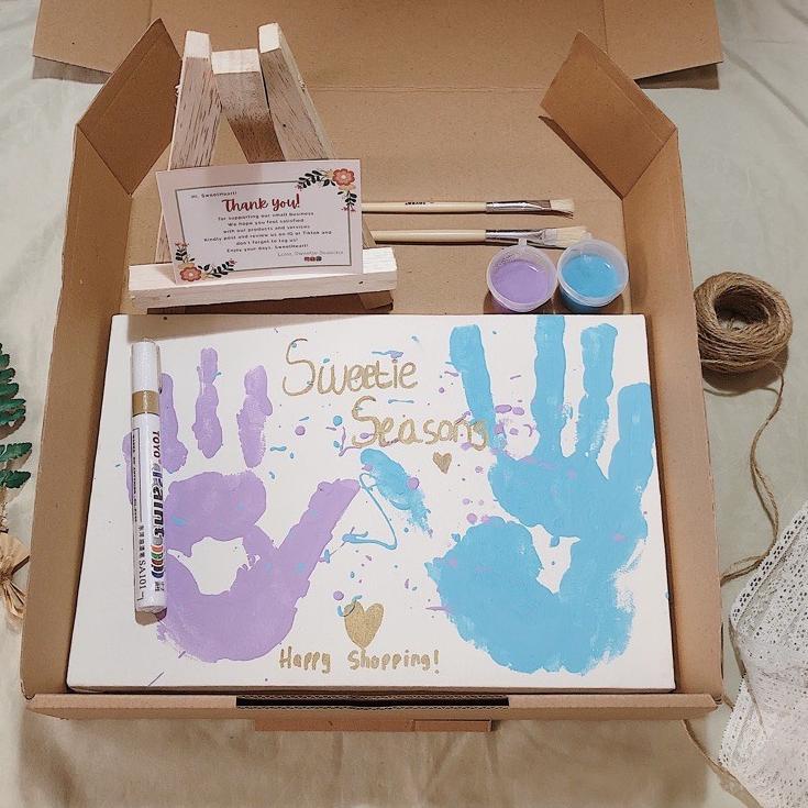 

️✔️✔️ [TERMASUK EASEL] DIY Handprint Painting Kit by Sweetie Seasons | Canvas Lukis Set | Easel Lukisan serbuuu !