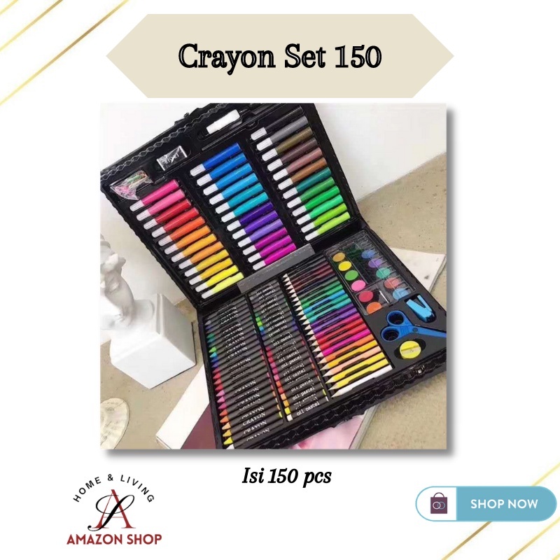 

Crayon Set 150 Pcs Alat Pensil Warna / Alat Menggambar Melukis Anak