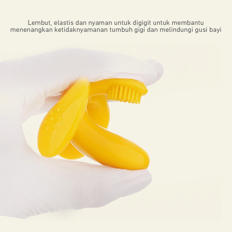 Baby Teether Gigitan Bayi berbentuk Pisang Banana Sikat Gigi Silikon/ Banana Teether/ Banana Teething Toothbrush