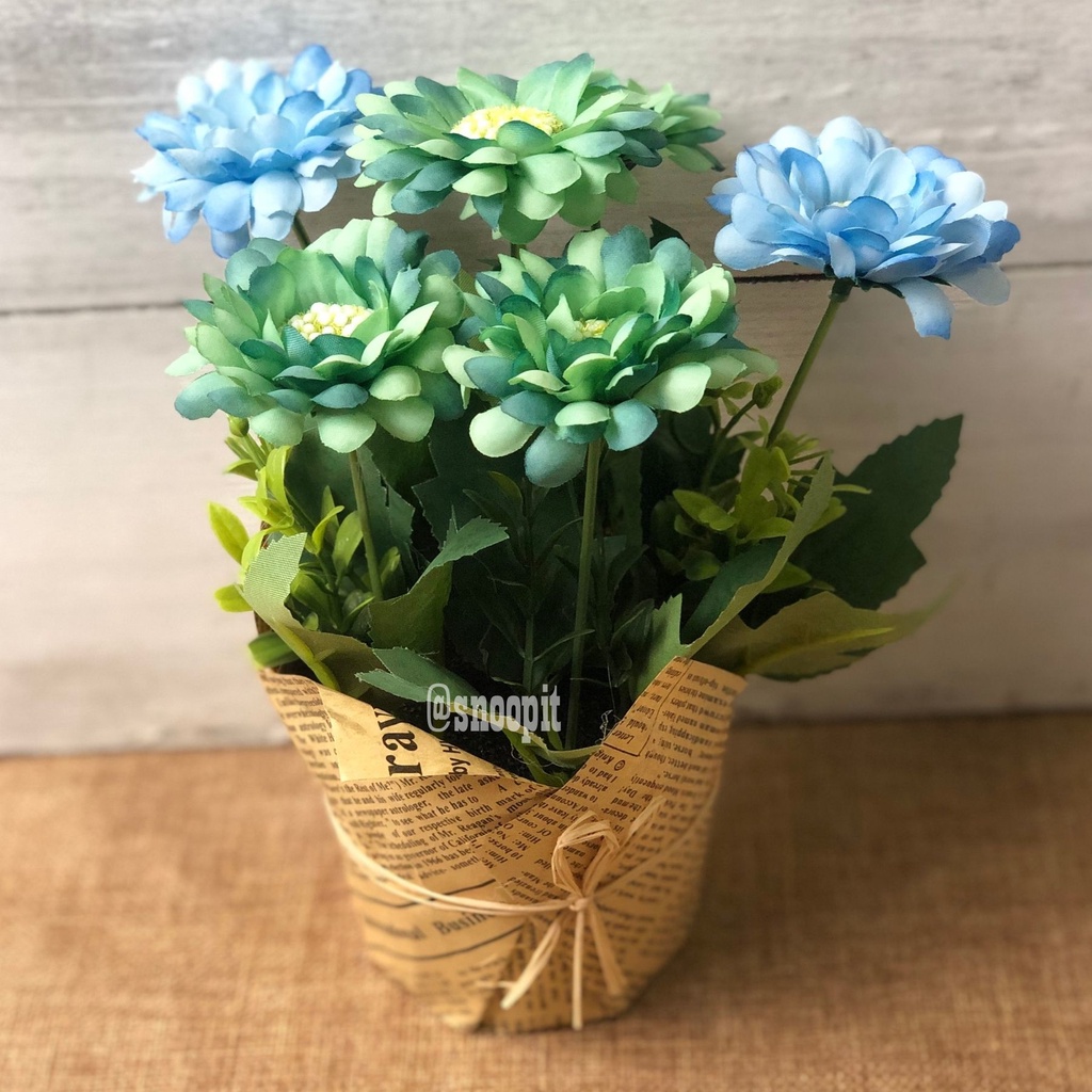 Vas Bunga Hias Plastik Import  Flower Vase #O213-34 Gerbera Dekorasi Rumah Bunga Hias Pajangan Artificial Flower  Gerbera