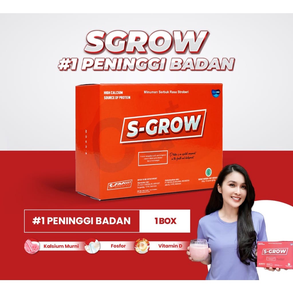 S-GROW Peninggi Badan Dewasa Susu Suplemen Kalsium BPOM