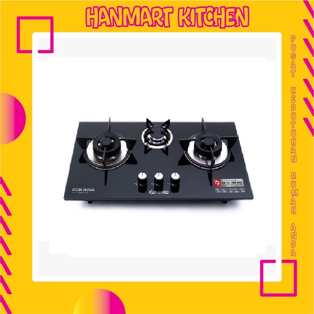 Kompor Gas Kaca / Kompor Tanam - NIKO KOKANA - 3 tungku